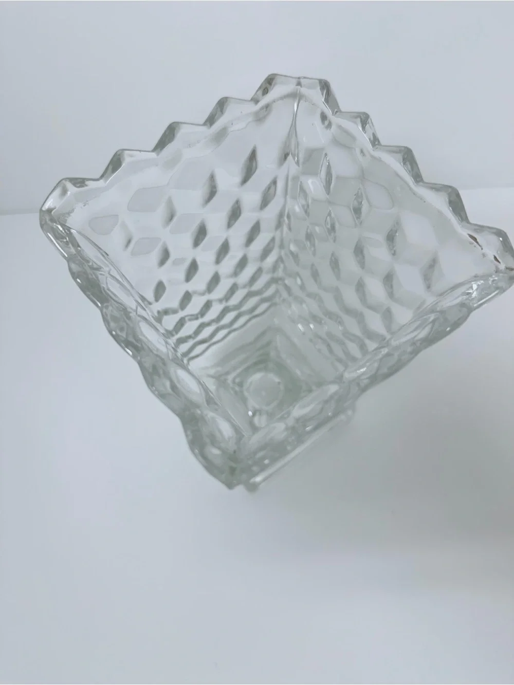 Fostoria American Square Footed Vintage Vase 7.5” Tall